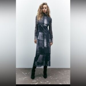 Zara patchwork tulle dress. Stylish trendy dress. Sold out on the website.